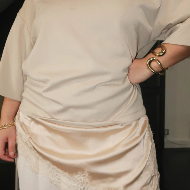 T-shirt oversize en dentelle bi matière MAISON ZINA