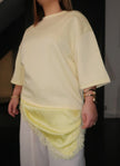 T-shirt oversize en dentelle bi matière - Jaune MAISON ZINA