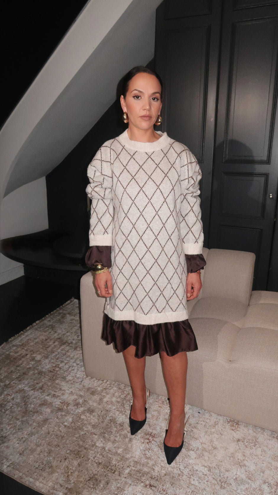 Robe pull avec doublure en satin MAISON ZINA