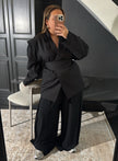 Blazer oversize avec ceinture - noir MAISON ZINA