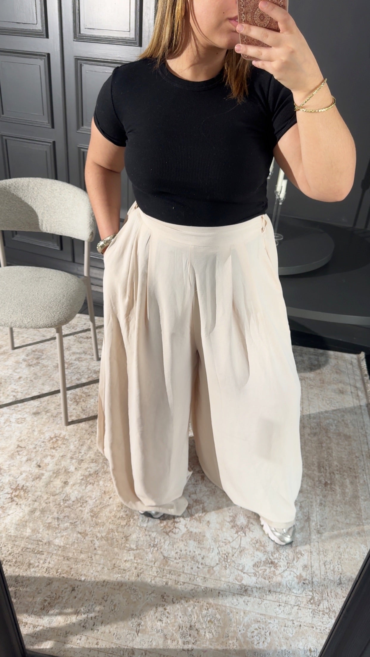 Pantalon palazzo beige MAISON ZINA