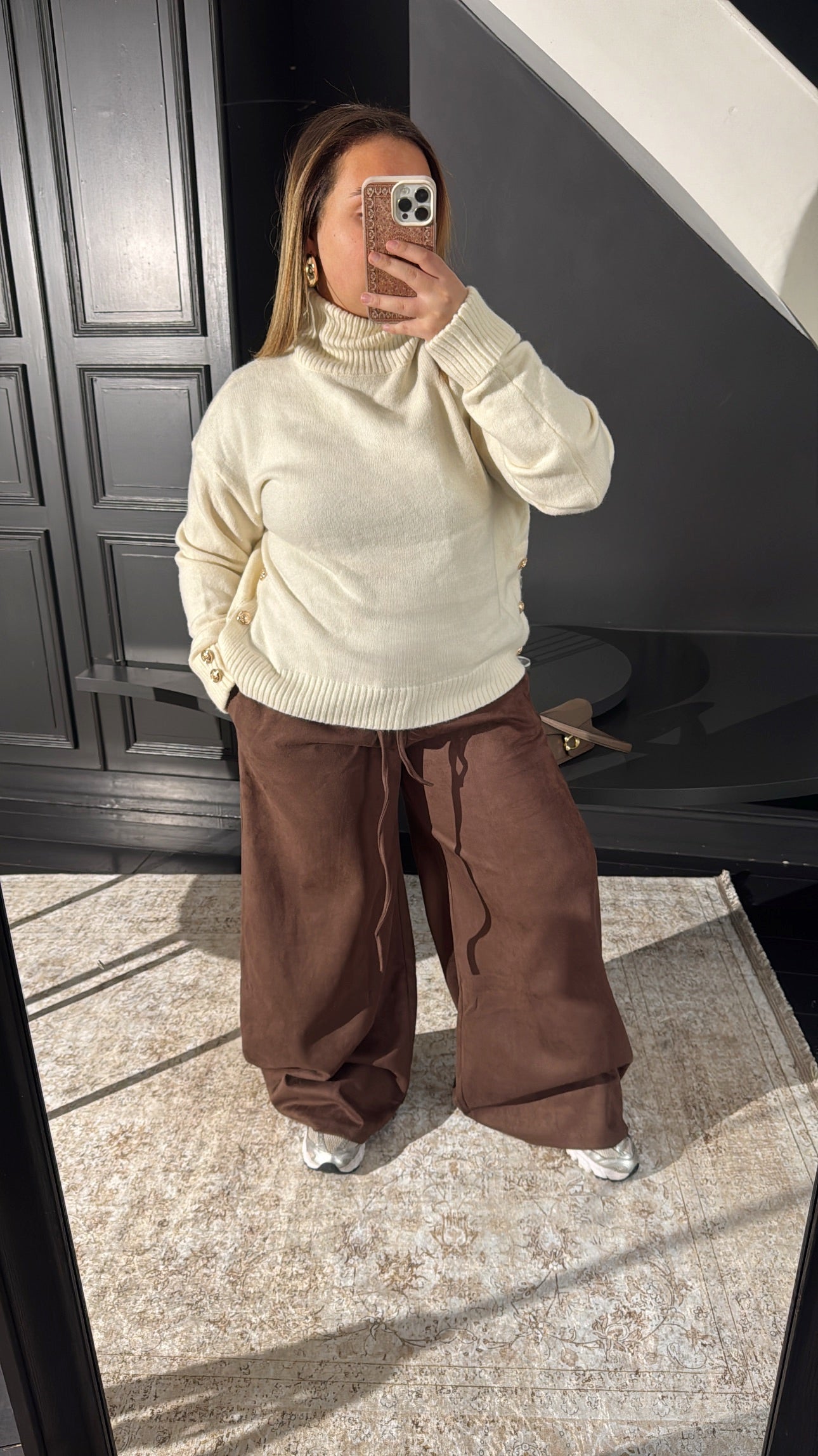 Pantalon Wide leg effet daim MAISON ZINA