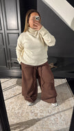 Pantalon Wide leg effet daim MAISON ZINA