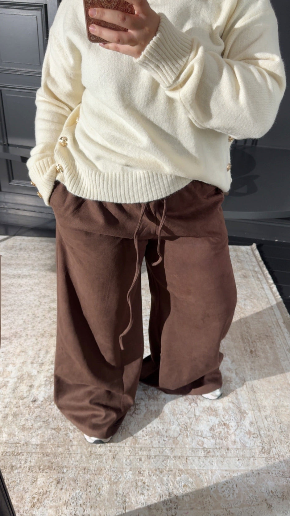 Pantalon Wide leg effet daim MAISON ZINA
