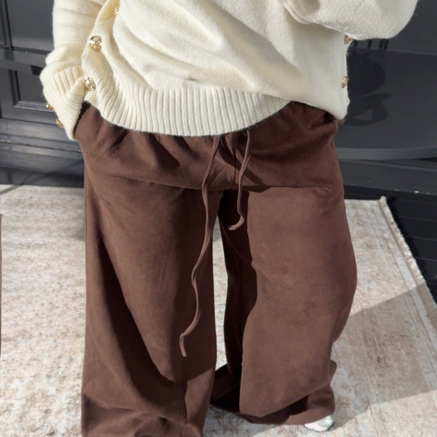 Pantalon Wide leg effet daim MAISON ZINA