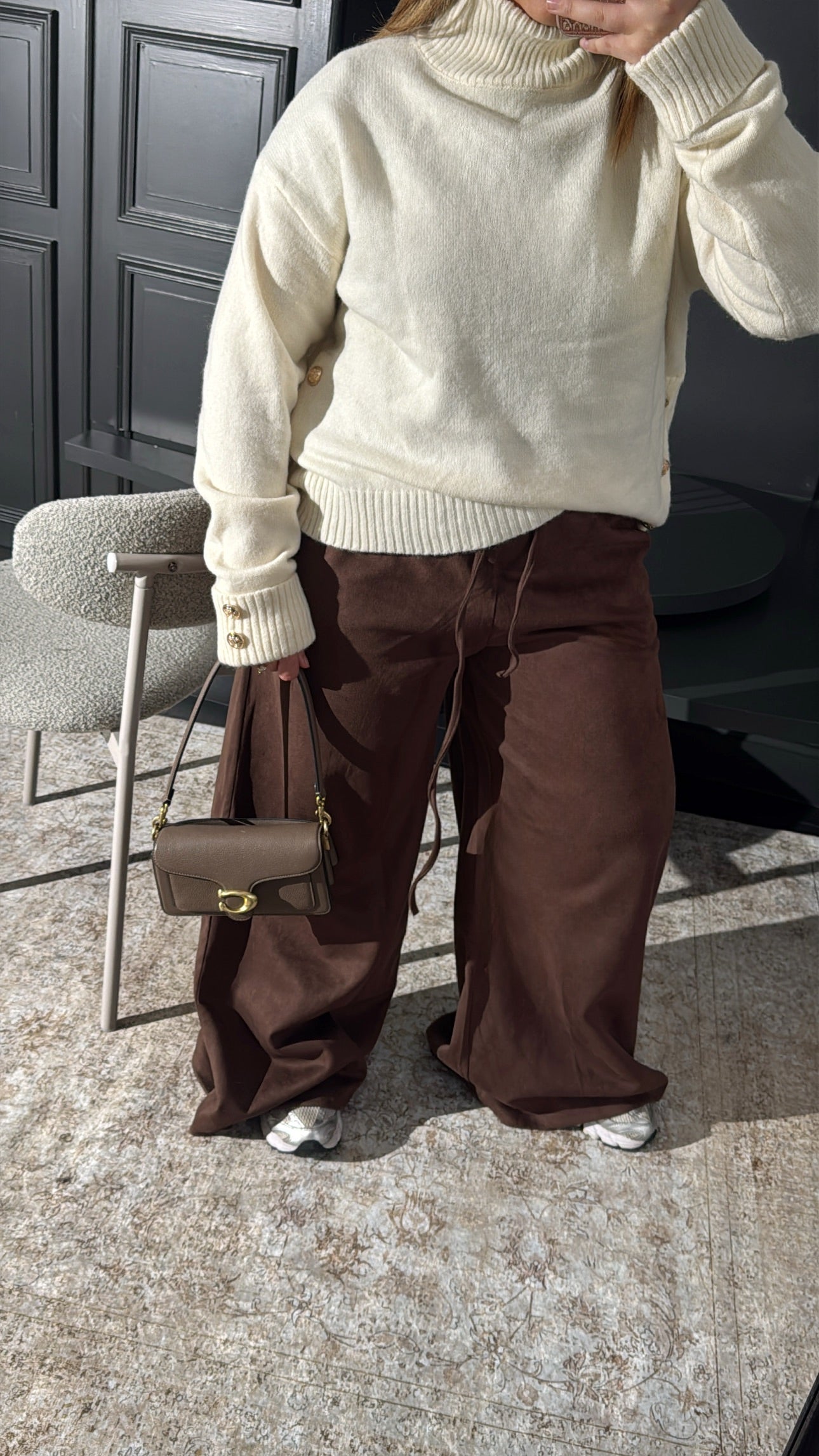Pantalon Wide leg effet daim MAISON ZINA